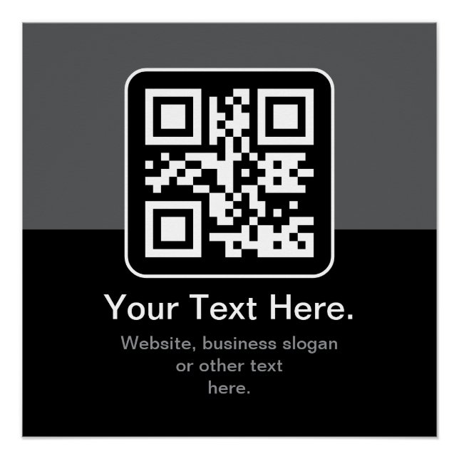 Modern Scannable QR Code | Black Grey & White Poster (Front)