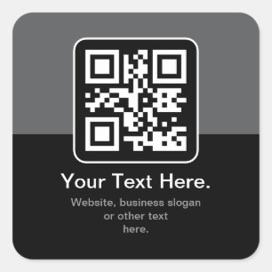 Modern Scannable QR Code Black Grey & White Square Sticker