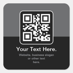 Modern Scannable QR Code   Black Grey & White Square Sticker