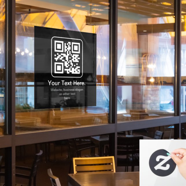 Modern Scannable QR Code | Black White & Grey (Restaurant Window)
