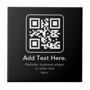 Modern Scannable QR Code Black White & Grey Ceramic Tile