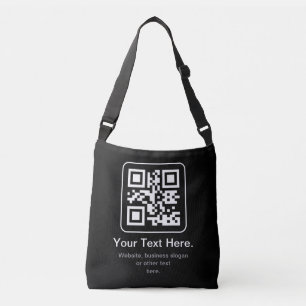Modern Scannable QR Code   Black White & Grey Crossbody Bag