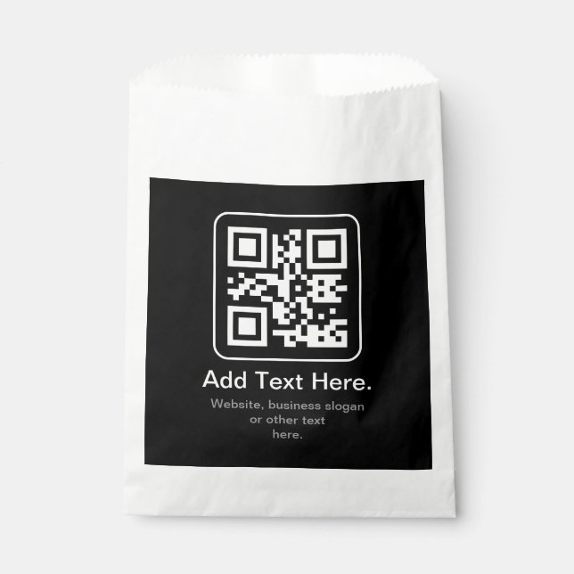 Modern Scannable QR Code | Black White & Grey Favour Bag (Front)