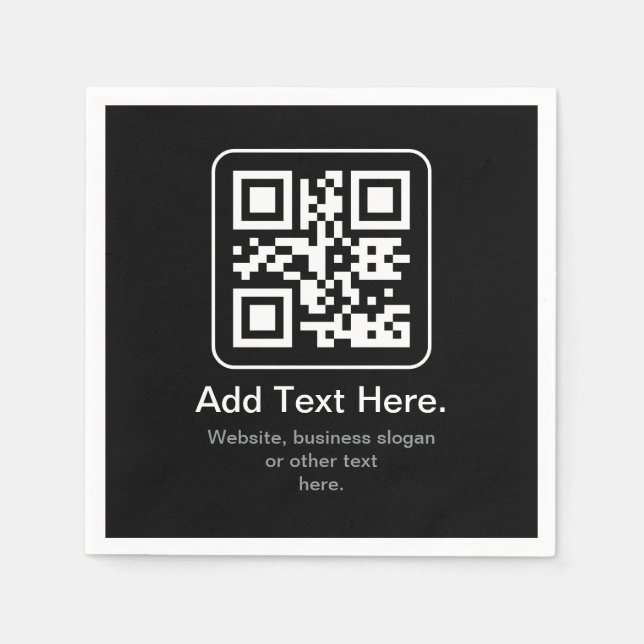 Modern Scannable QR Code | Black White & Grey Napkin (Front)