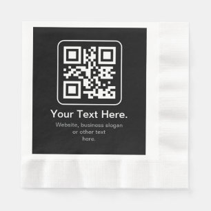 Modern Scannable QR Code Black White & Grey Napkin