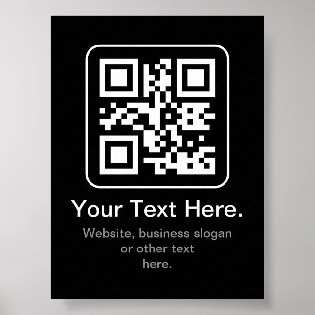 Modern Scannable QR Code | Black White & Grey Poster (Front)