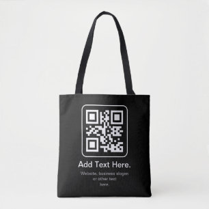 Modern Scannable QR Code Black White & Grey Tote Bag