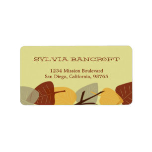 Modern scattered leaves autumn return address label