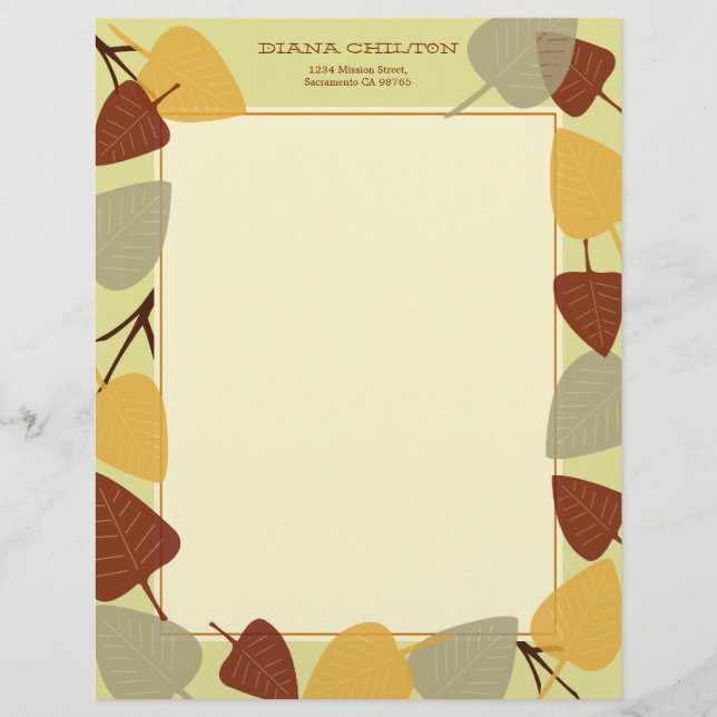 Modern scattered leaves autumn thanksgiving theme letterhead (Front)