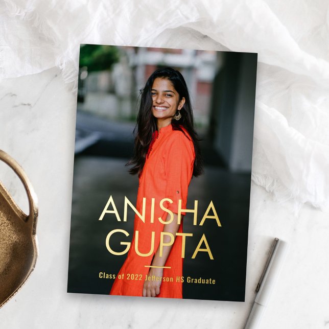 Modern Scholar Foil Graduation Announcement Invite (Creator Uploaded)