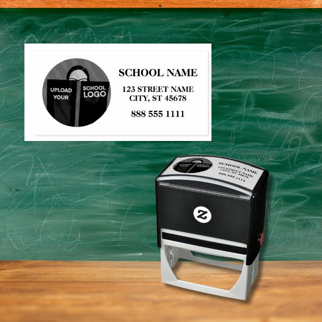 Modern School Logo School Name Address Phone Self-inking Stamp (Creator Uploaded)