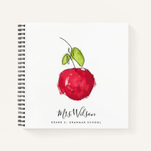MODERN SCHOOL TEACHER OIL PAINT HAND DRAWN APPLE NOTEBOOK