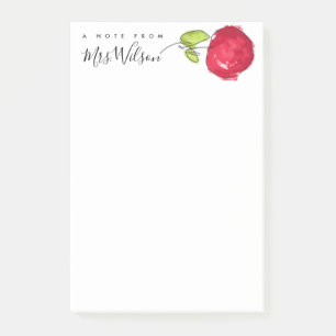 MODERN SCHOOL TEACHER OIL PAINT HAND DRAWN APPLE POST-IT NOTES
