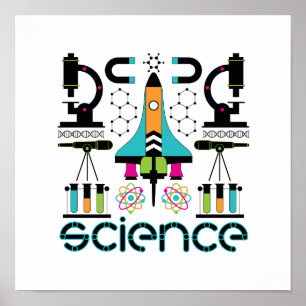 Modern Science Tools, Objects & Equipment Pattern Poster