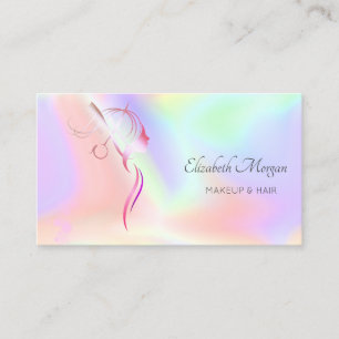Modern Scissors Face Silhouette Holographic Business Card