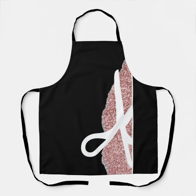 Modern Scissors Hair Stylist Black Apron (Front)