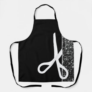 Modern Scissors Hair Stylist Black Apron