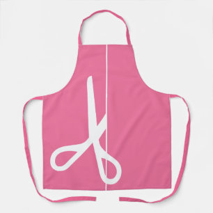 Modern Scissors Hair Stylist Flamingo Pink Apron