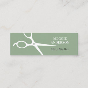 Modern Scissors Hair Stylist Green Mini Business Card