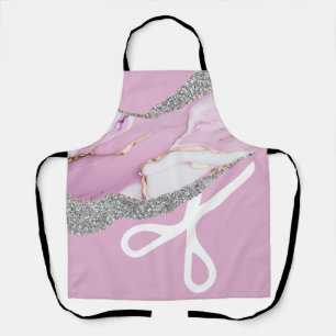 Modern Scissors Hair Stylist Pink Apron