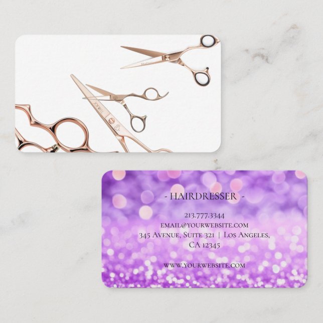Modern Scissors Hair Stylist Polignac  Business Card (Front/Back)