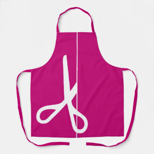 Modern Scissors Hair Stylist Raspberry Pink Apron
