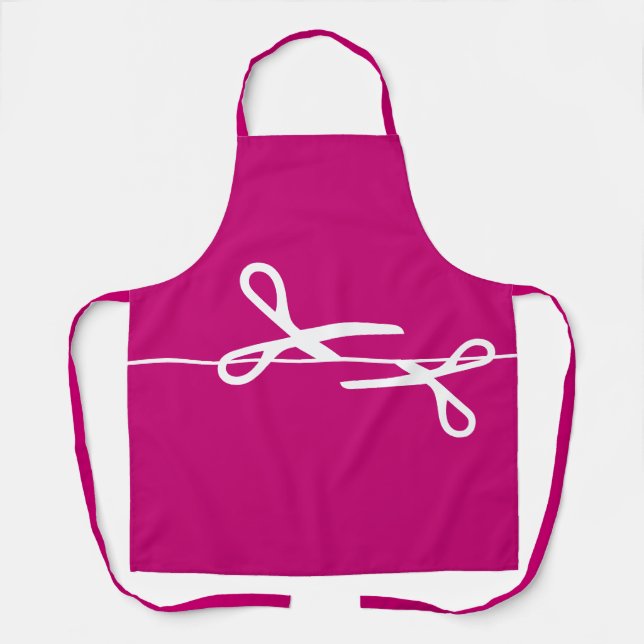 Modern Scissors Hair Stylist Raspberry Pink Apron (Front)