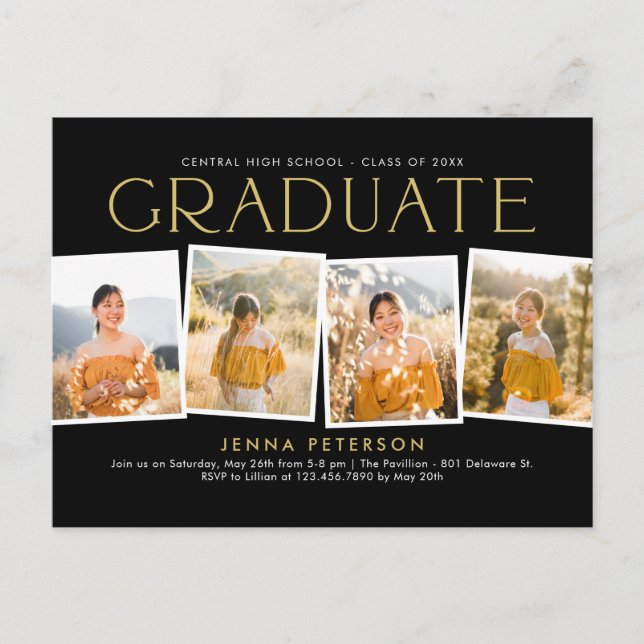Modern Scrapbook Graduation Party Postcard (Front)