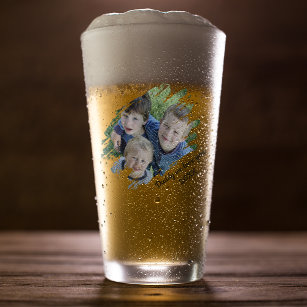 Modern Scratched Effect Photo   Personalised Beer Glass