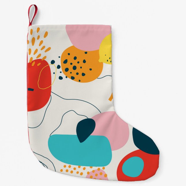 Modern scribble background. Trendy geometric doodl Small Christmas Stocking (Front)