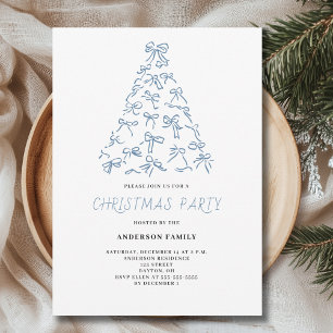 Modern Scribble Bow Christmas Party Invitation