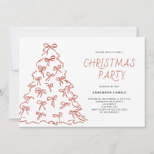Modern Scribble Bow Christmas Party Invitation