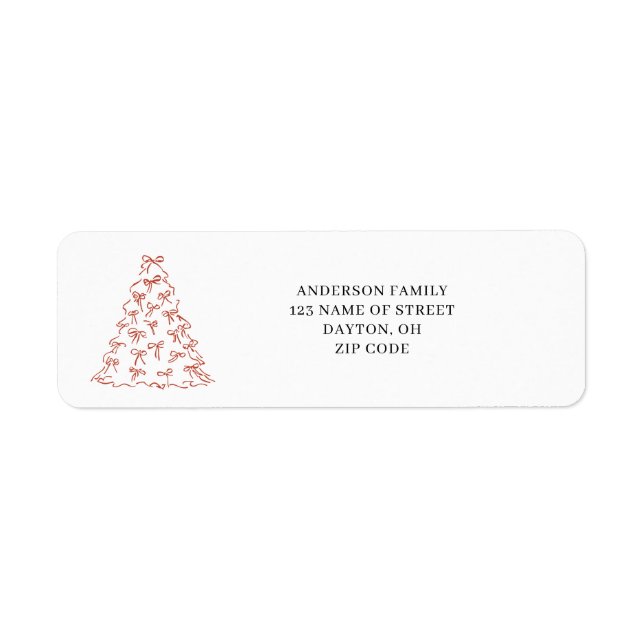 Modern Scribble Bow Christmas Return Address  Label (Front)