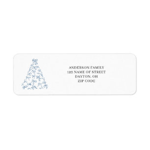 Modern Scribble Bow Christmas Return Address  Label