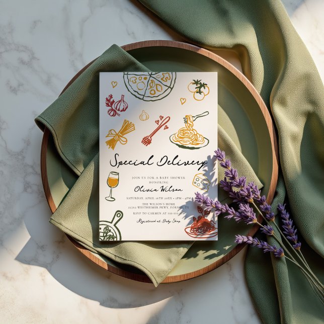 Modern Scribble Italian Baby Shower Invitation (Creator Uploaded)