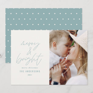 Modern script 1 photo merry & bright Christmas