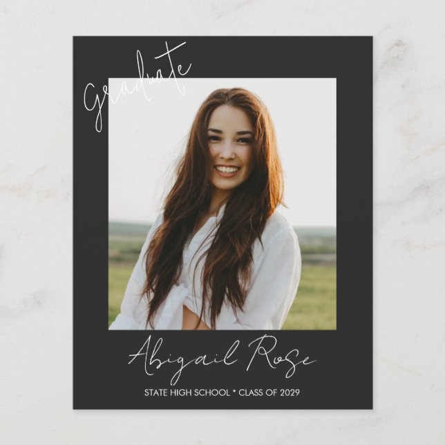 Modern Script 2023 Photo Grad Party Announcement  (Front)