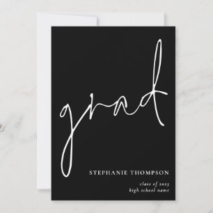 Modern Script 2024 Black Graduation  Announcement