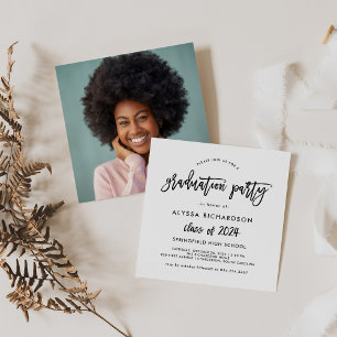 Modern Script   2024 Graduation Party Photo Back Invitation