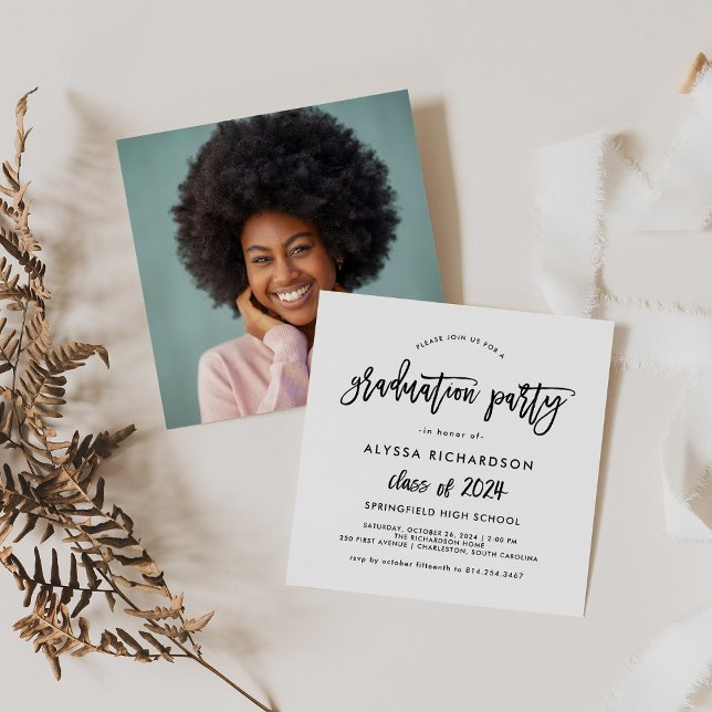 Modern Script | 2024 Graduation Party Photo Back Invitation (Creator Uploaded)