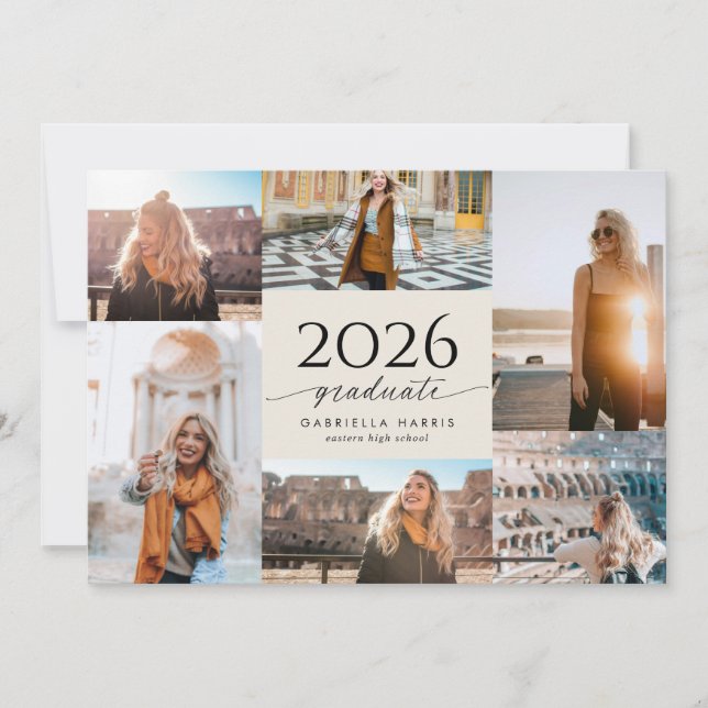 Modern Script 2026 Graduation  Invitation (Front)