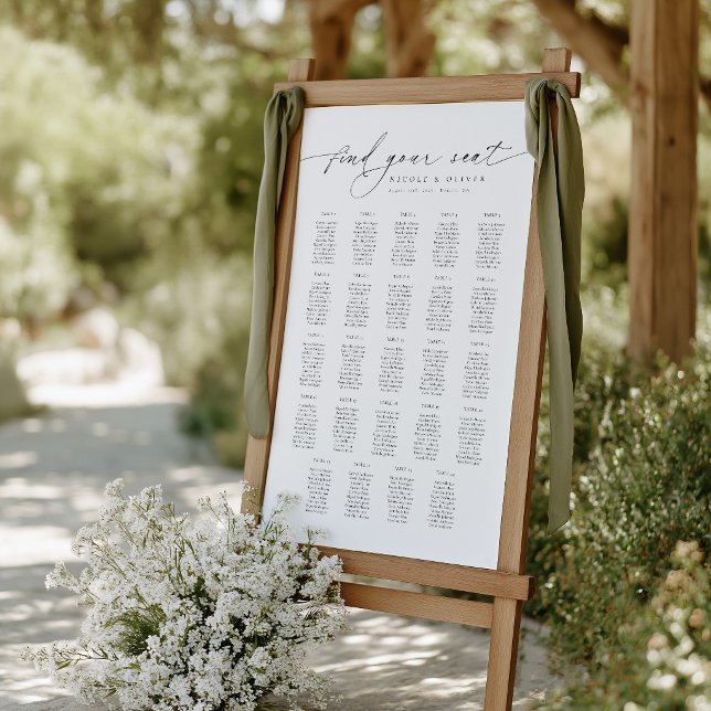 Modern Script 24 Tables Welcome Seating Chart (Modern Script 24 Tables Welcome Seating Chart, Seating Plan)