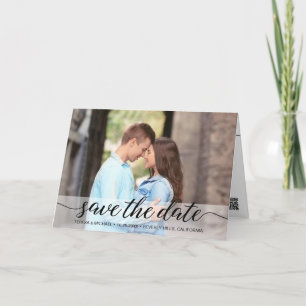 Modern Script 2 Engagement Photos Simple Custom Announcement