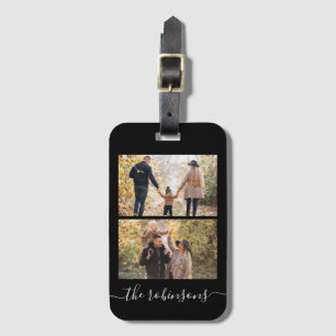 Modern Script 2 Photo Collage Luggage Tag