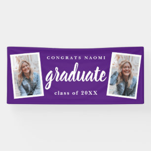 Modern Script 2 Photo Graduation Party Banner