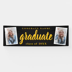 Modern Script 2 Photo Graduation Party Banner