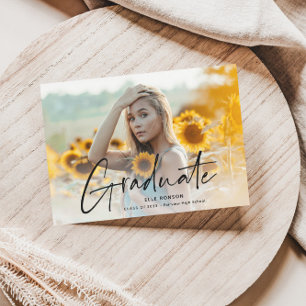 Modern Script 2 Photo Graduation Party Invitation