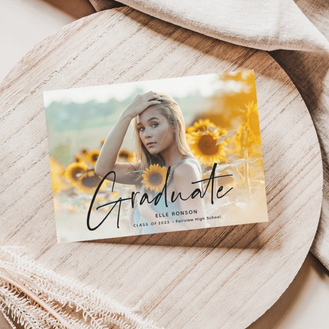 Modern Script 2 Photo Graduation Party Invitation (Creator Uploaded)