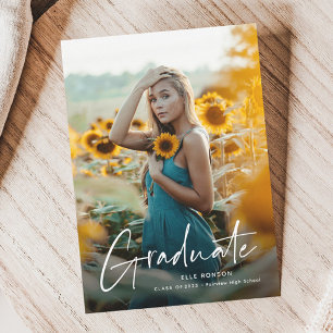 Modern Script 2 Photo Graduation Party Invitation