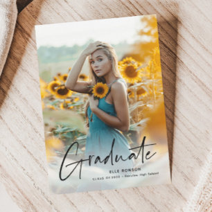 Modern Script 2 Photo Graduation Party Invitation